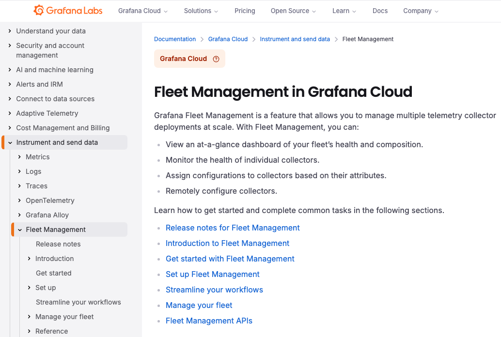 Documentation Grafana Fleet Management